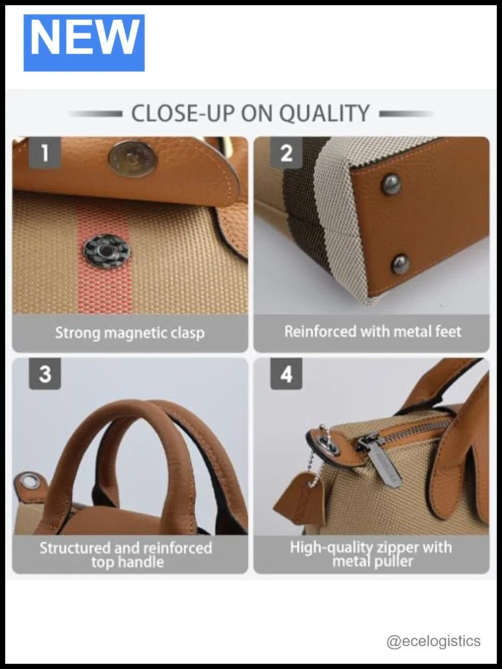 Mini Plaid Crossbody Purse with Genuine Leather Trim Structured Satchel